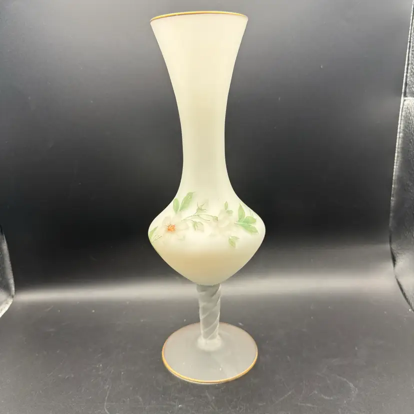 Vintage Italian Empoli Frosted Satin Glass Bud  Vase
