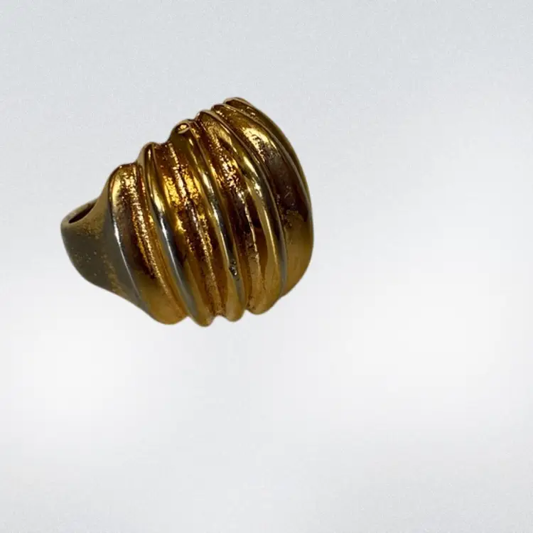 Gold Tone Twisted Dome Ring Size 6.25 18k Electroplated