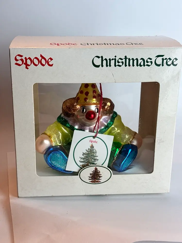 Spode Clown Glass Blown Ornament 5”