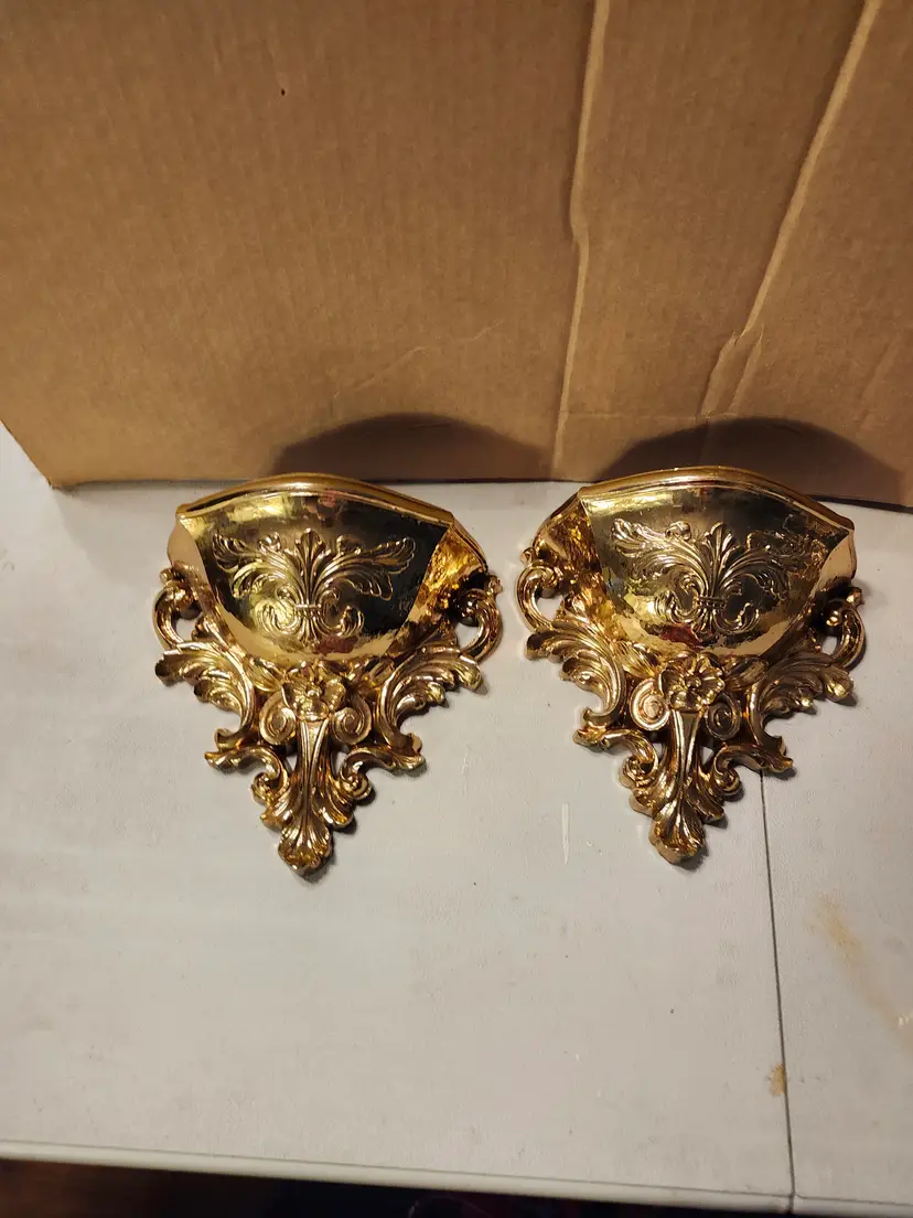 Vintage Gold Wall pockets Set. Homco #6050