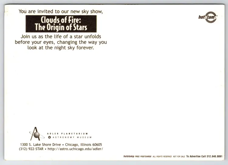 Postcard Adler Planetarium Astronomy Museum Clouds of Fire Origin of Stars Advertising -  9403