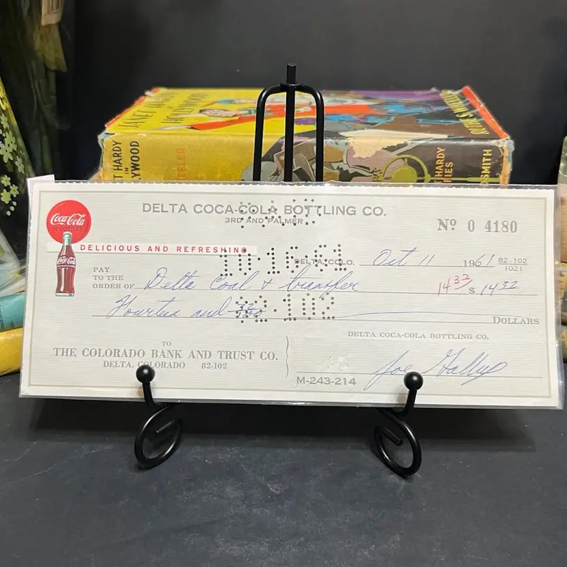 MARKDOWN! Delta Coca Cola Bottling Company Check To Delta Coal & Transfer 1961