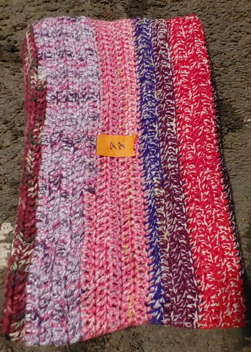 Afghan AA- approx size 25 x 40. Pink red stripe. As shown.