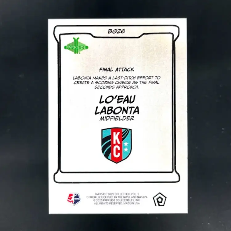 Lo’eau Labonta 2025 Parkside NWSL Vol 2 Beautiful Game Soccer Card HW90