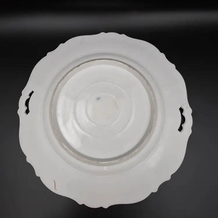 RS Prussia Cake Plate Mold RSP 343 Cobalt, Gold Trim, Hand Painted Floral Design