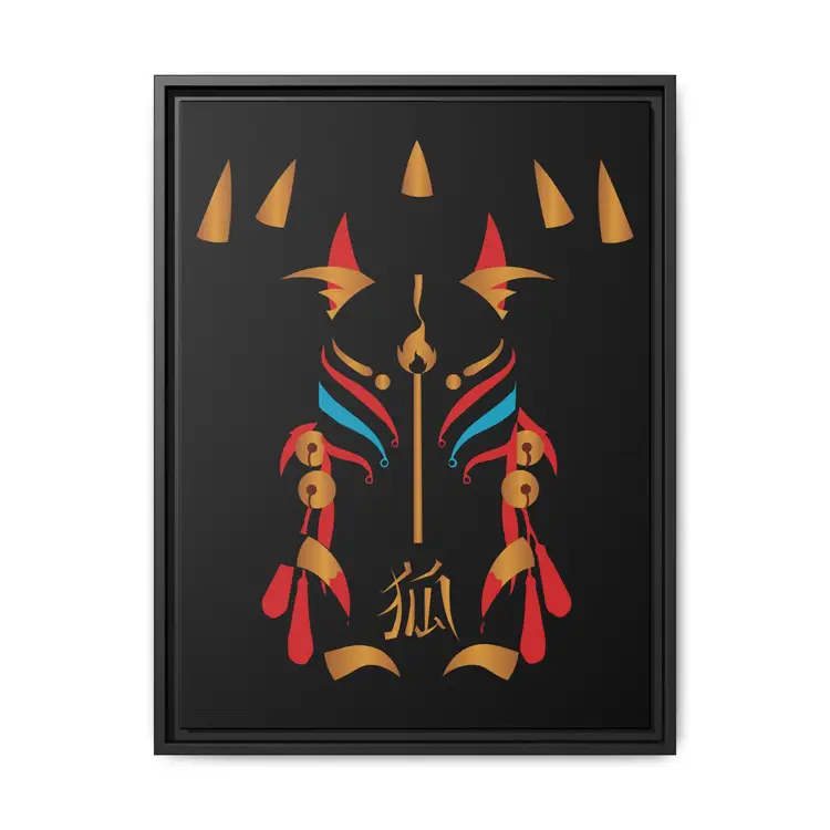 Rein in Ray-Bans: The Kitsune Ascends – Framed 18x24 Canvas | Final Collector Release | International Shipping Available