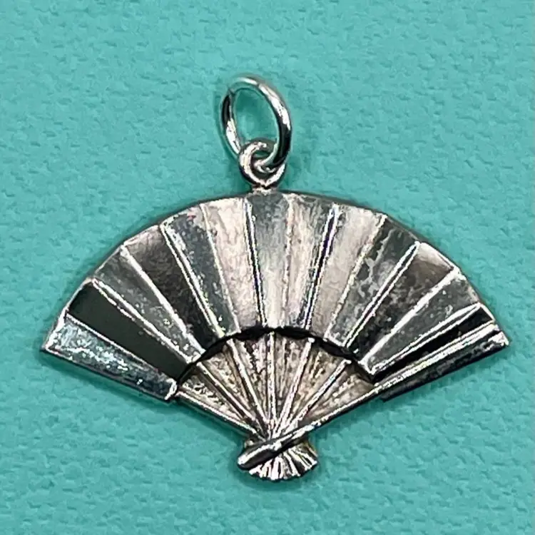 Vintage Sterling Silver Fan Charm - marked sterling