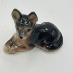 Porcelain German Shepherd Puppy 1.5 Inches Made In Japan X2