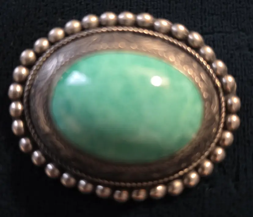 Vintage Turquoise and Sterling Silver Brooch