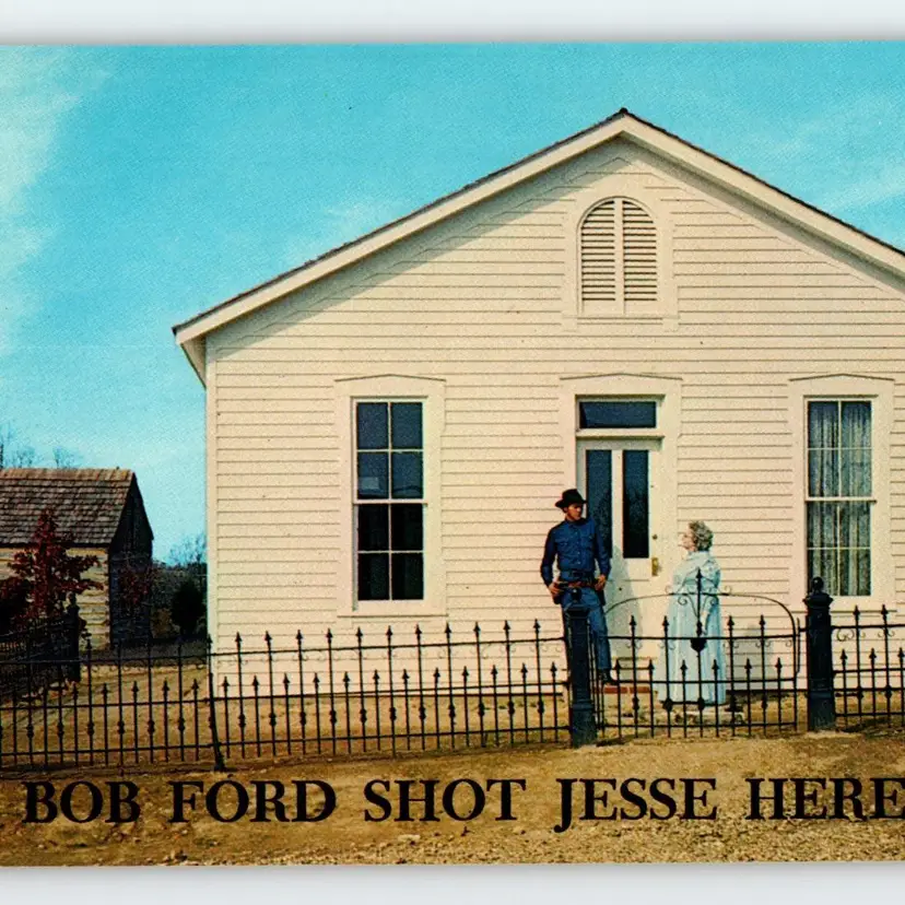Bob Ford Shot Jesse James Territory Postcard Western Town Sullivan Missouri Home