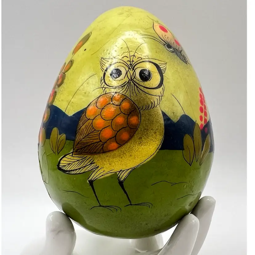 Mexican Folk Art Tonala Jal Hand painted Paper Mache Egg