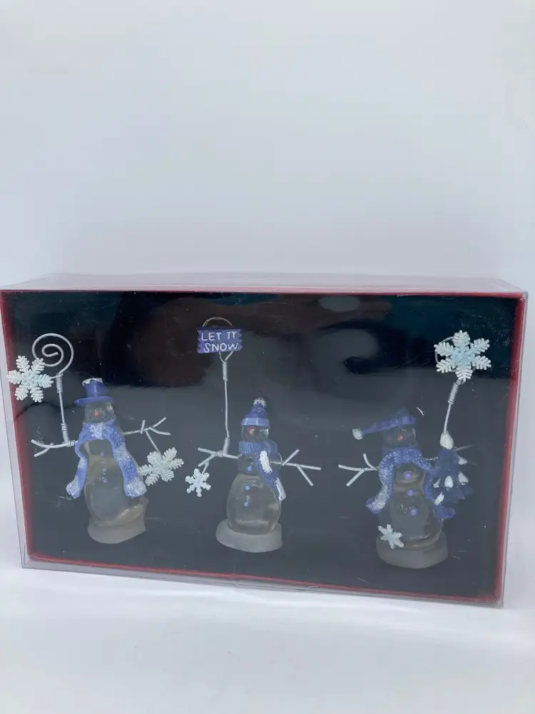 Set of 3 St. Nicholas Square snowman photo or place card holders