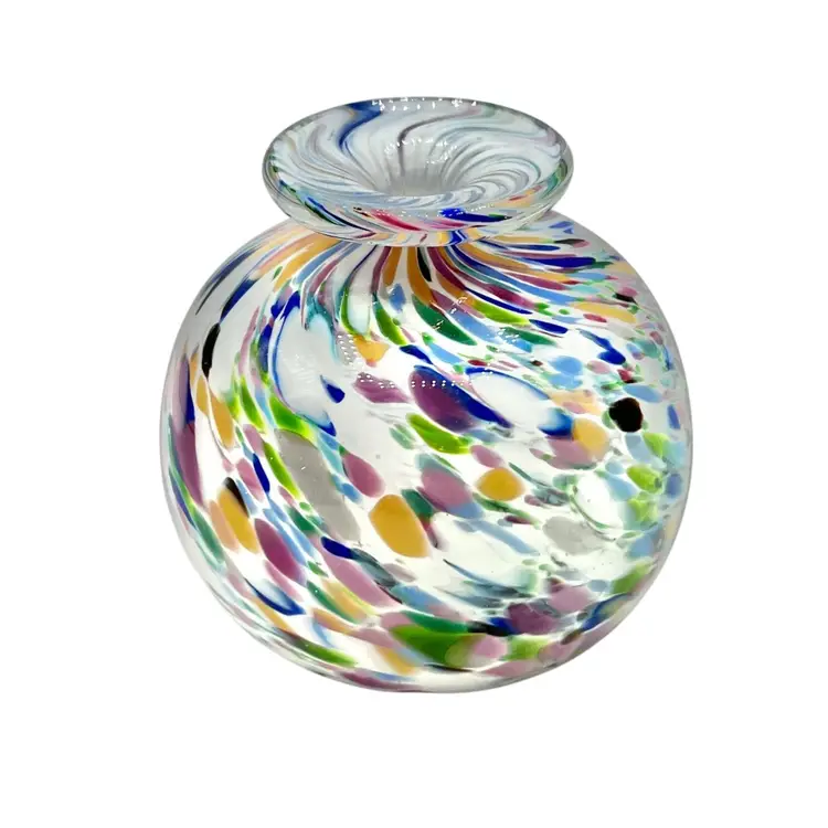 Handblown Murano Confetti
Art Glass Vase - Colorful Italian Glass, 3.25”