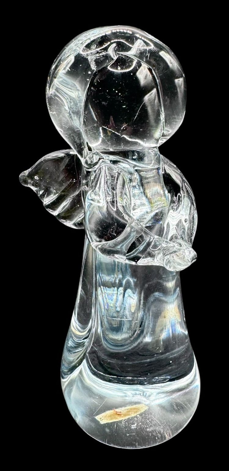 Vintage Clear Glass Angel Paperweight Figurine Made in Taiwan Christmas 6”