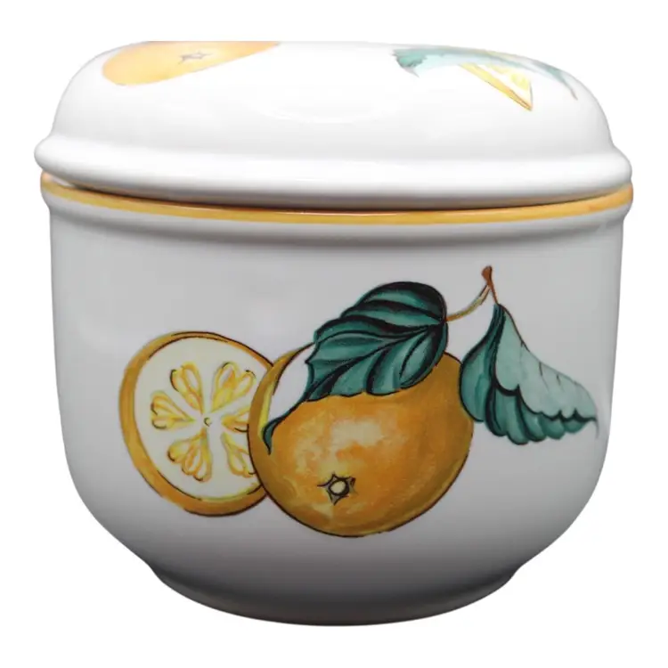 Villereoy & Boch Lemons Jam Jar 4 1/4” Tall 3 1/2” Opening