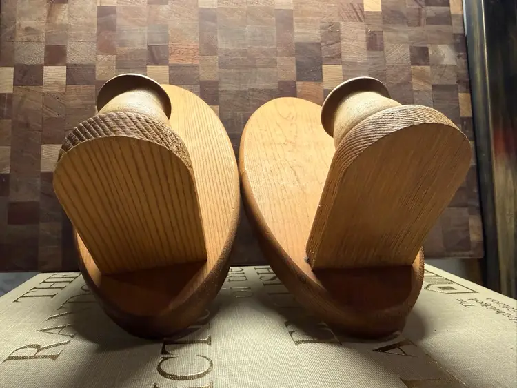 Mid-Century Modern Oval Wood Wall Sconce Candle Holders - Set of 2