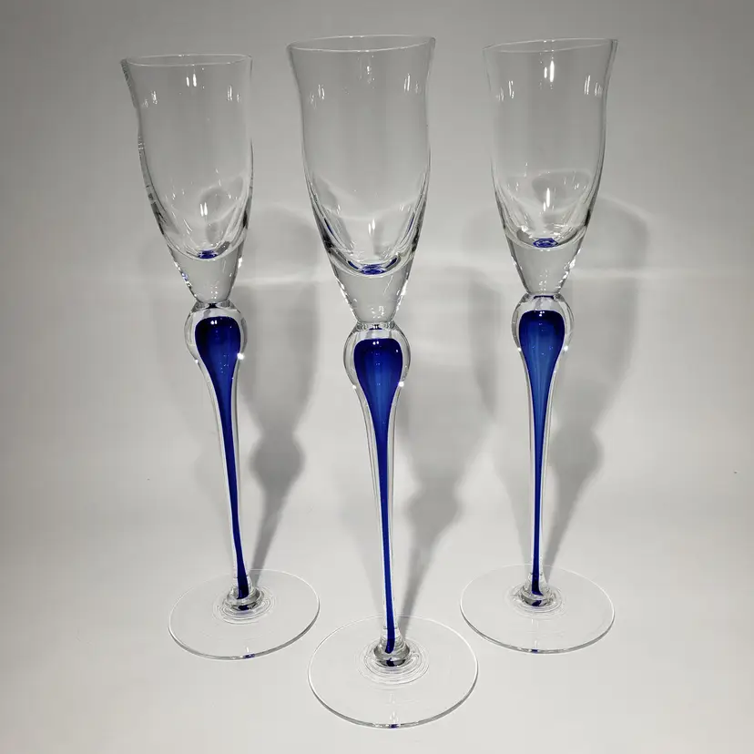 Set of 3 Mikasa Julliard Cobalt Blue Stemmed 10.25" Cordial Liqueur Glasses