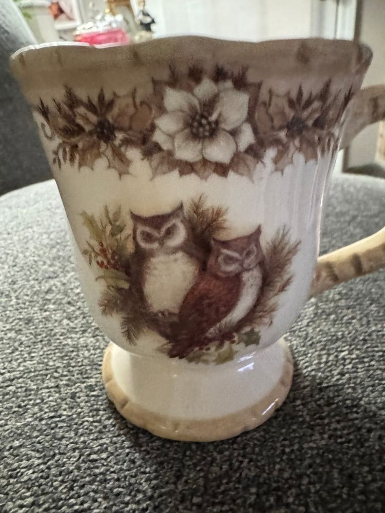 Vintage Cracker Barrel Owl “Woodlands” Pedestal Mug