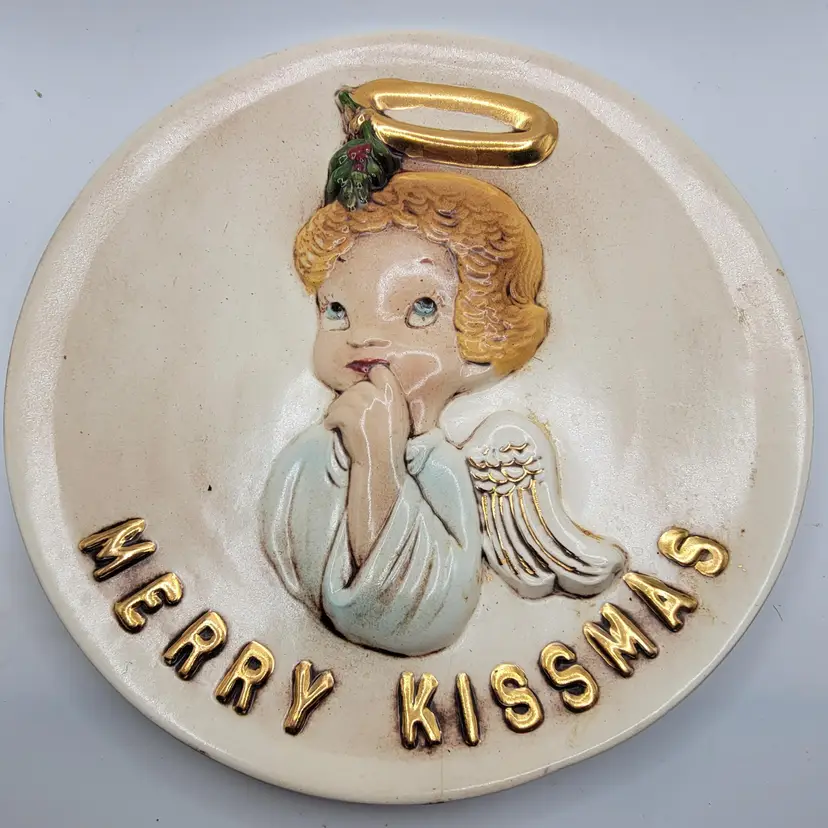 Merry Kissmas Angel Holiday Plate