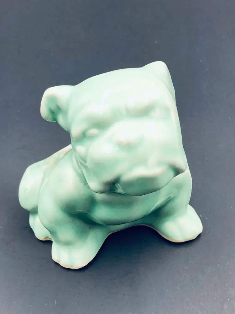 Green Small Morton Pottery English Bulldog 