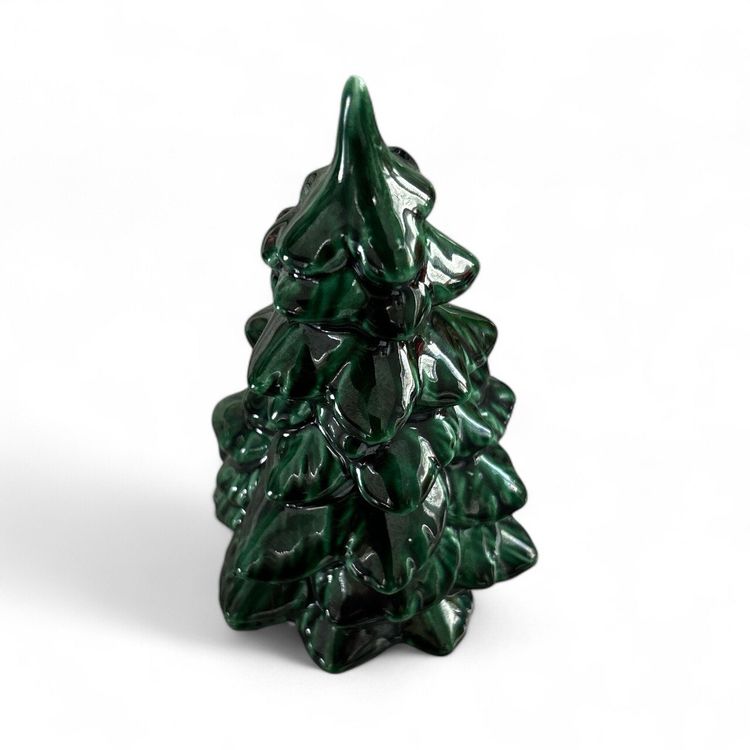 Vintage Green Glazed Ceramic Christmas Tree Figurine
