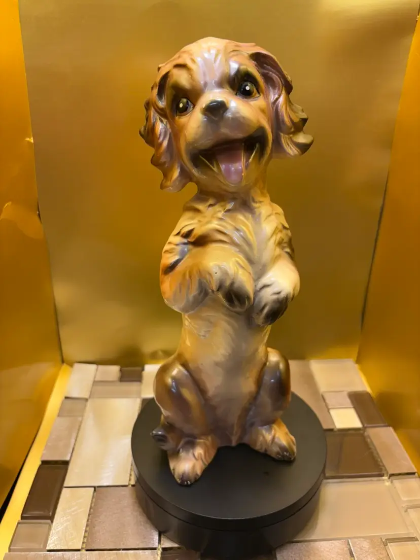 Vintage Wales Cream And Brown Begging Spaniel Made in Japan Figurine