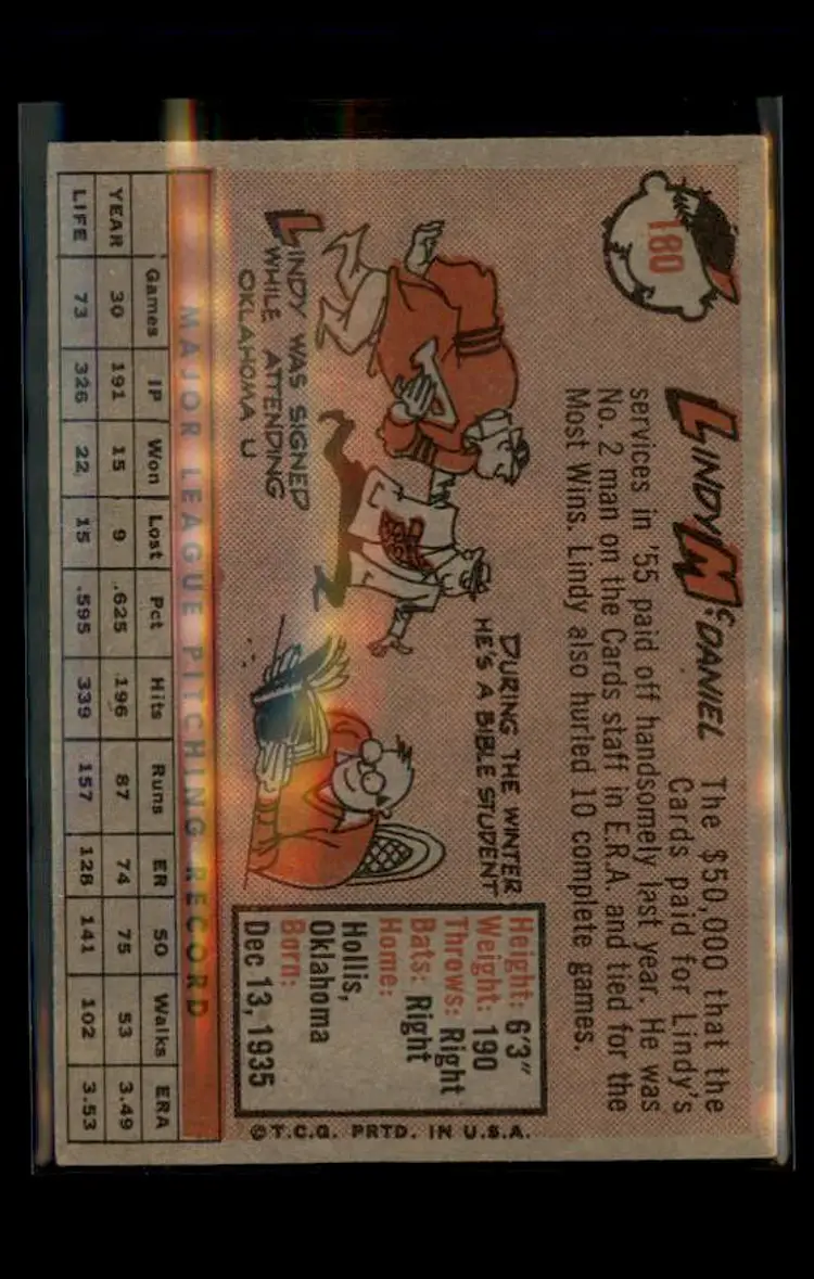 1958 Topps #180 Lindy McDaniel - (pk4) - St. Louis Cardinals