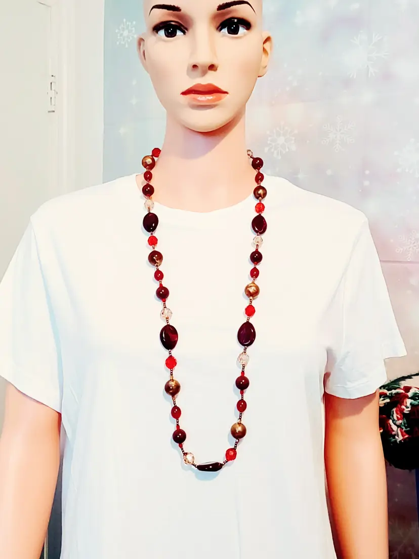 VINTAGE MID CENTURY MODERN BEADED BOHEMIAN NECKLACE