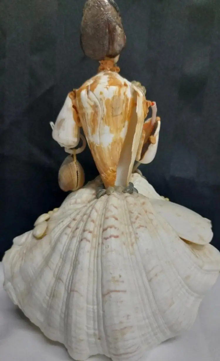 Vintage Hand Crafted Doll Sea Shell Lady Folk Art