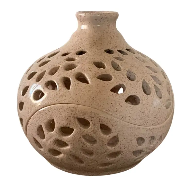 Gorgeous 2-piece Ceramic Pottery Fairy Lamp / Candle Holder 6 1/2” X 6 1/2”