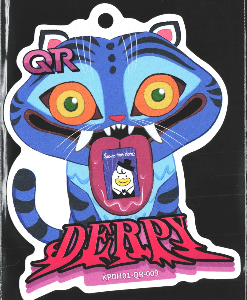 Derpy Tiger Chibi QR Charm Keychain Kayou KPop Demon Hunters Card QR-009