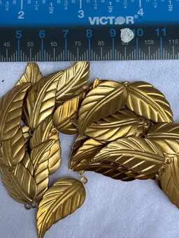 Gold Brass metal Leaf Charms