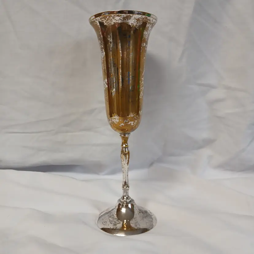 Vintage Distressed Look Silverplate Goblet