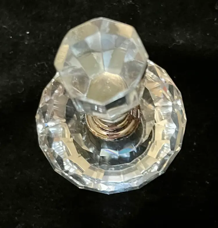 Vtg Cut Clear Crystal Perfume Decanter with Crystal Tip Screw On Stopper READ