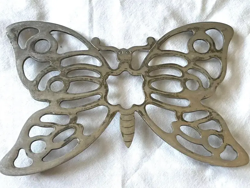 Butterfly Trivet. FB Rogers. Italy. Metal 10”x 7” Vintage