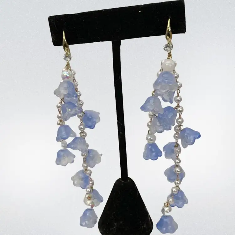 Crystal Opalescent Cascading Shoulder Duster Sterling Silver 4.8 In Earrings 