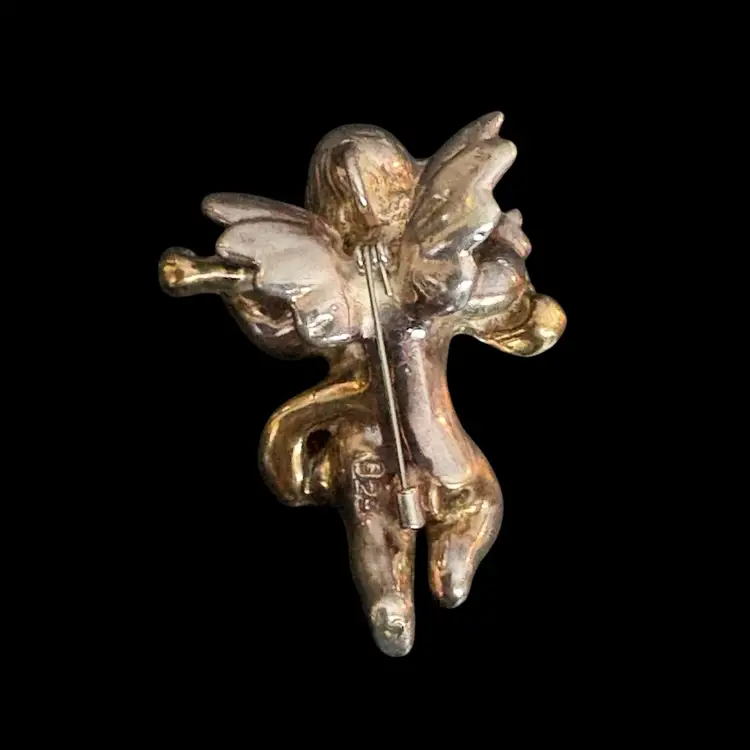 Sterling Silver Cherub Brooch Pendant