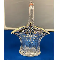 Duncan Miller Clear Glass Basket with Sterling Silver Flower Overlay Bridal Basket, 1945