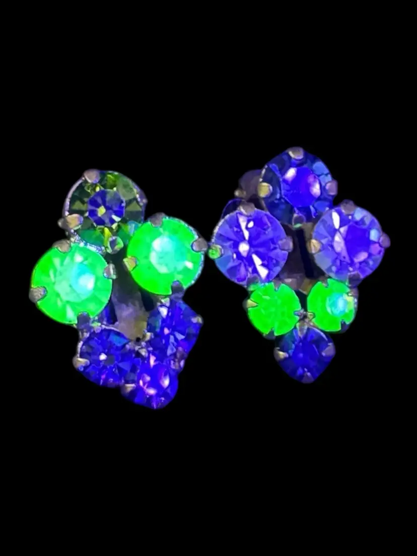 45. Uranium Glass Austrian Crystal Earrings