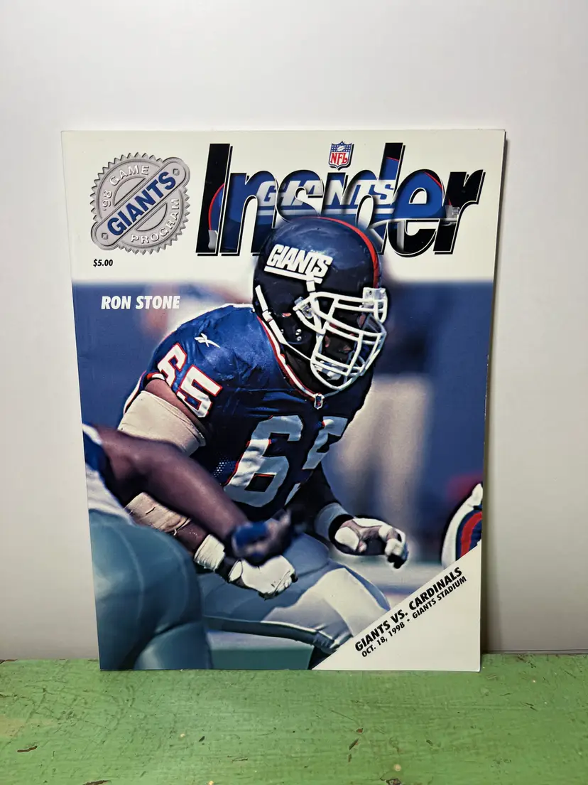 Ron Stone Giants Insider Program. Giants vs. Cardinals Oct 18th 1998 Giants Stadium. Periodical Publication Magazine