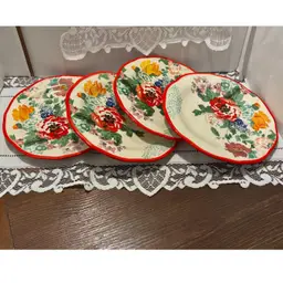 4 Pioneer Woman “Country Garden” Pattern Stoneware Salad/Dessert Plates 8.5”