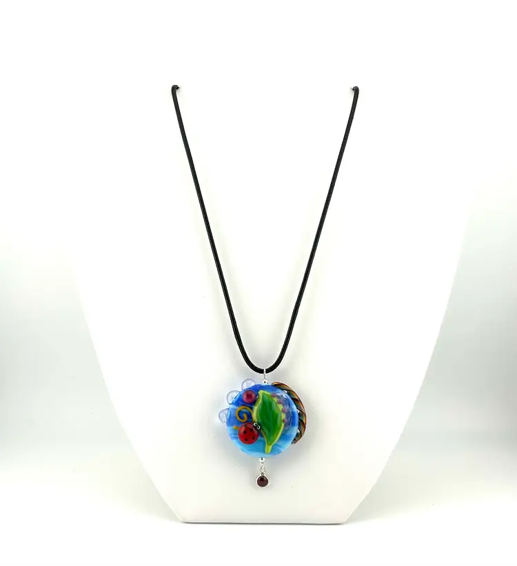 Lampwork Glass Ladybug Bead Necklace 16” Made By Me