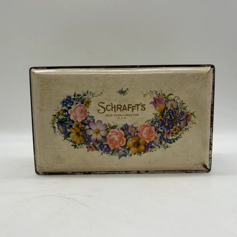Vintage Schrafft's Advertising Tin Candy Box