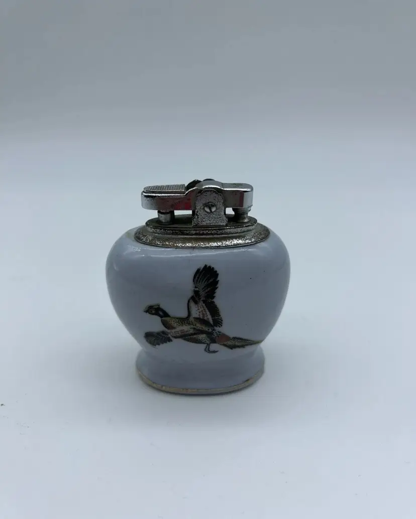 Vintage ATC Super Deluxe Automatic Table Lighter- Japan- Pheasant