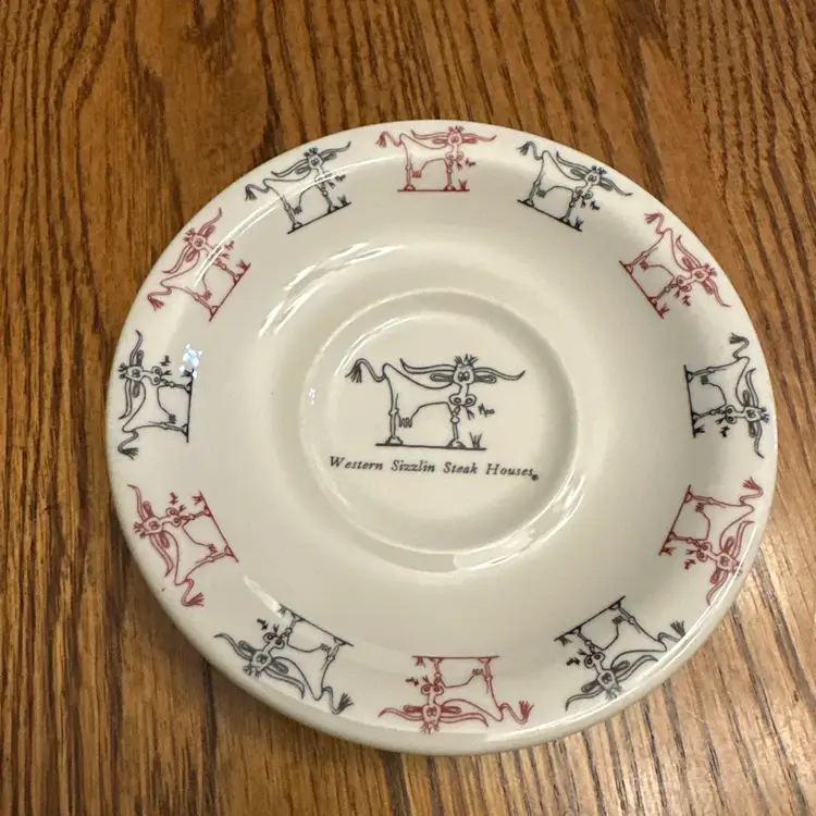 Vintage Western Sizzlin Steak House Saucer  Shenango China Restaurant Ware