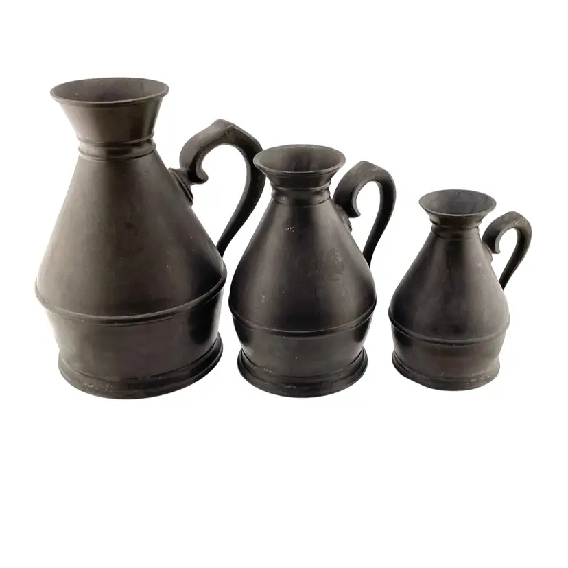 Vintage Irish Pewter Haystack Noggins Set of 3 Made by Austen & Son Large one is 6" Tall x 5.5" Wide