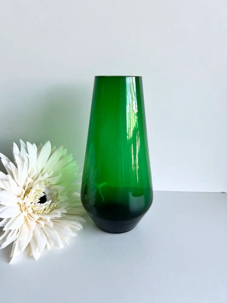 Green Glass Vase, Scandinavian MCM