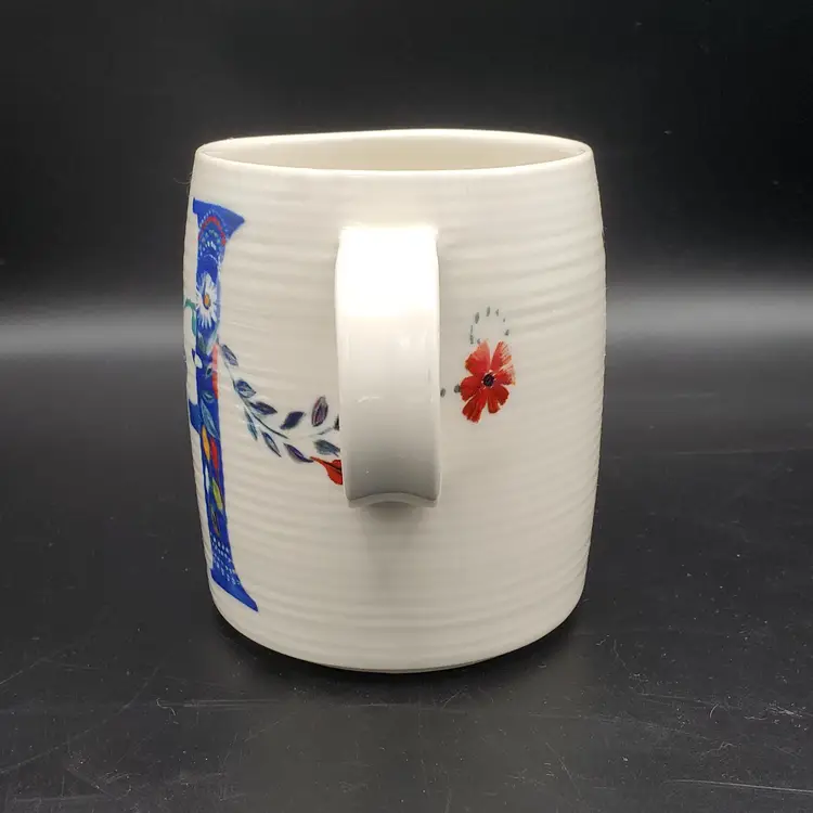 Starla M Halfmann Floral Monogram Ceramic Initial Mug 'H' Anthropologie