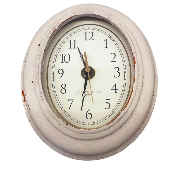 010 UpCycled Oval Hand Painted Chippy Distressed Wall Clock Farmhouse Country Cottage Works Made By Me Drnksuzy OOAK Original