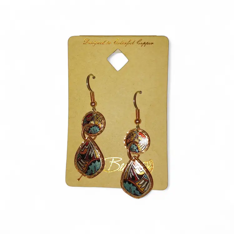 Lynn Bean Copper Dangle Enamel Earrings